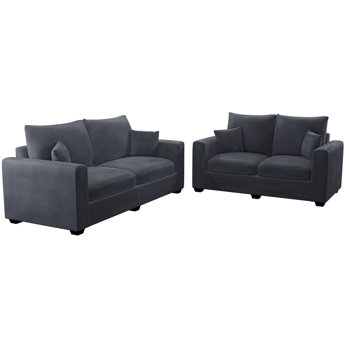 2 Piece Contemporary Style Sofa Set With Matching Pillows