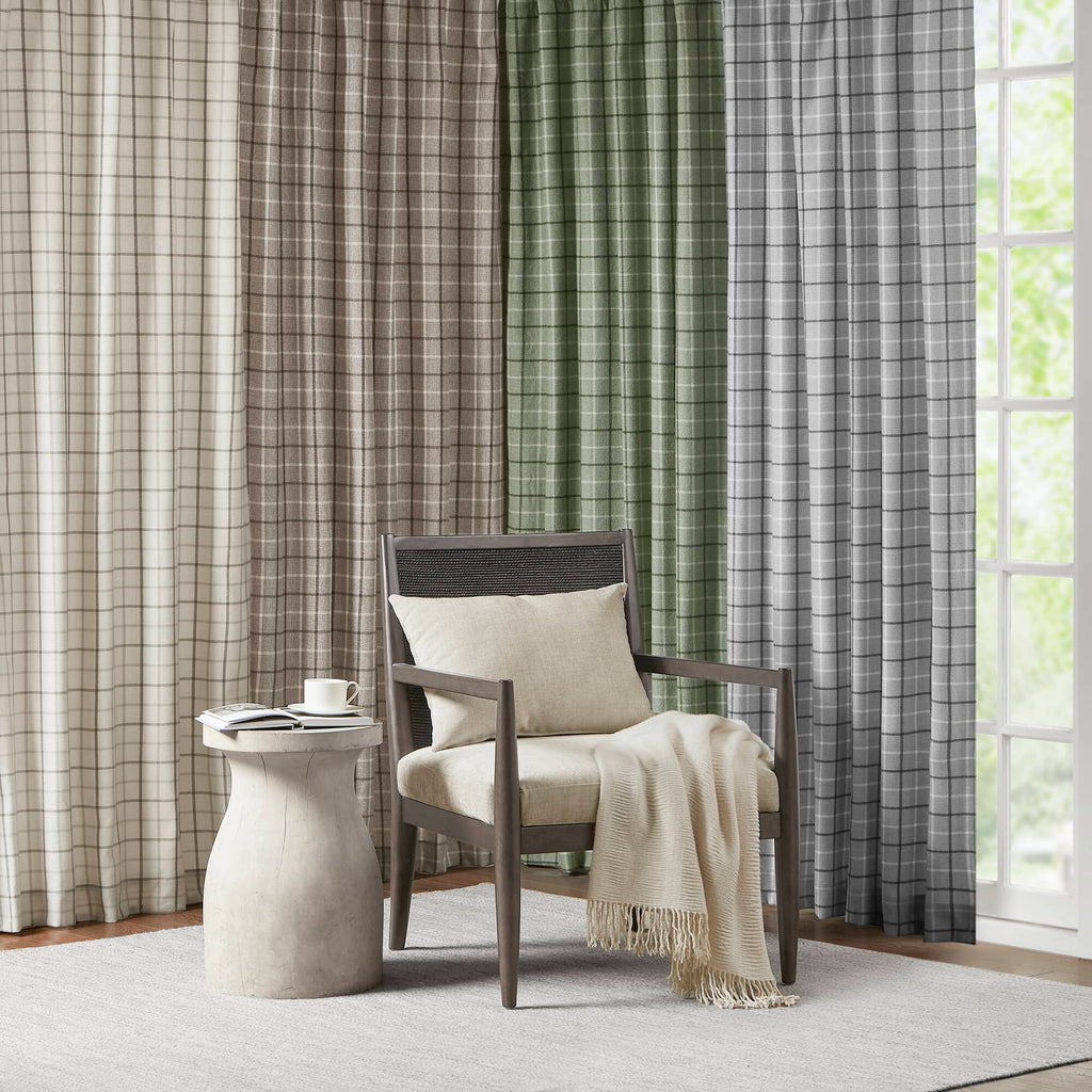 Anaheim - Plaid Rod Pocket And Back Tab Panel - Brown