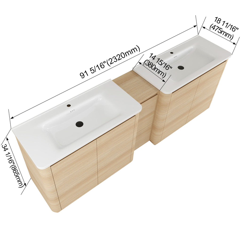 Soft Close Door Freestanding Bathroom Vanity With Sink, 1 Small Storage Cabinet