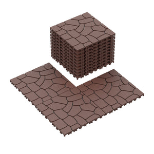 Stone Texture Diy Interlocking Patio Deck Tiles, 44 Pieces - Brown