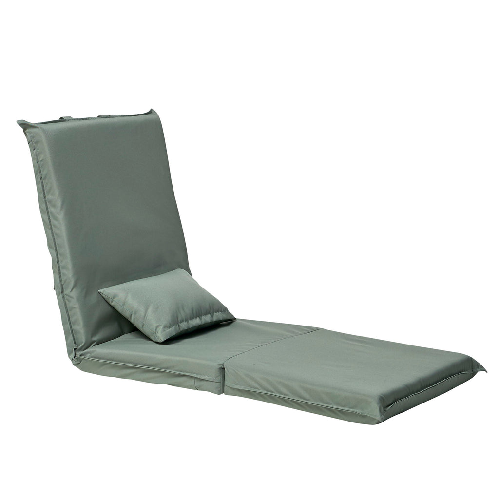 Foldable Portable Camping Chair With Carry Bag 14 Position Adjustable Recliner For Adults Cotton & Metal Frame For Outdoor Travel, Picnic, Or BBQ - Light Green