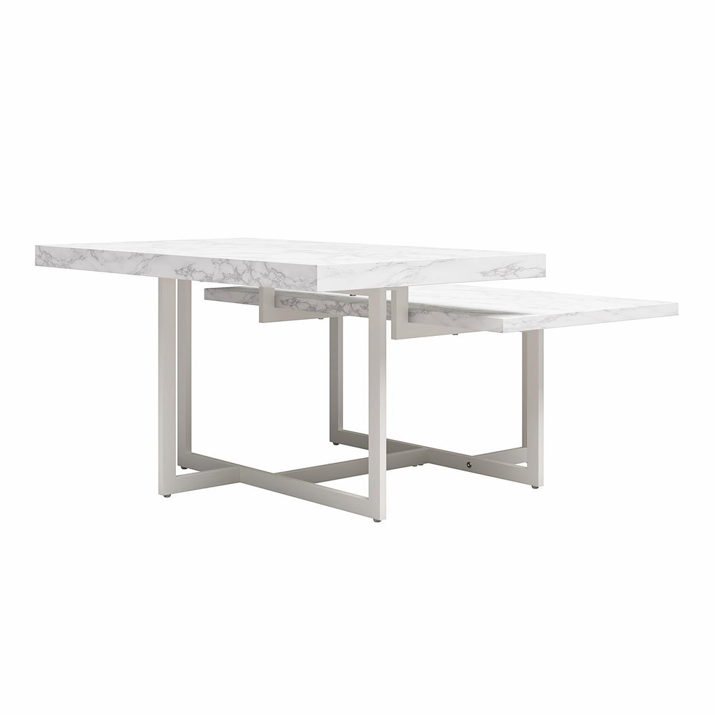 Brielle - Coffee Table, 2 Tiered Design - White Marble