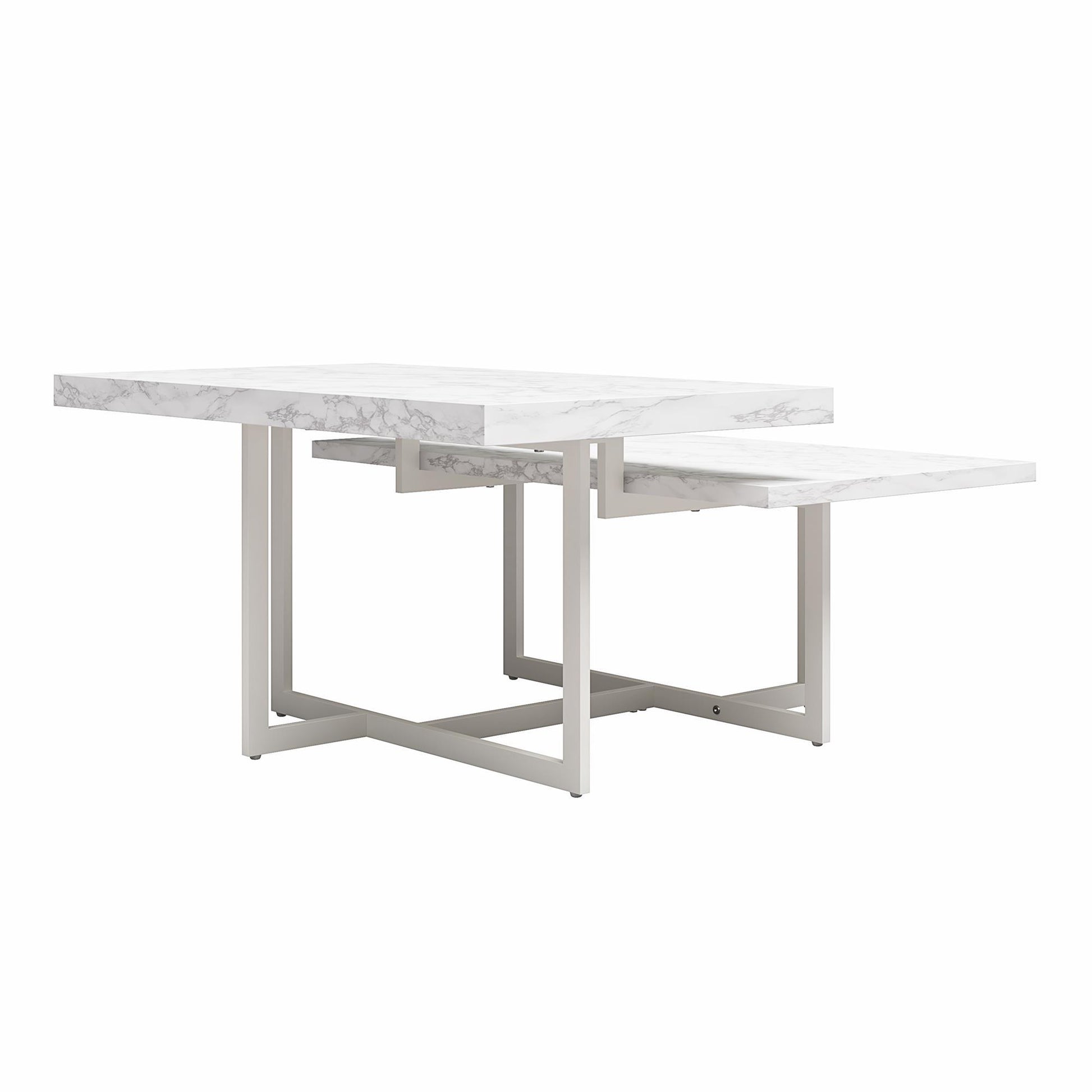 Brielle - Coffee Table, 2 Tiered Design - White Marble