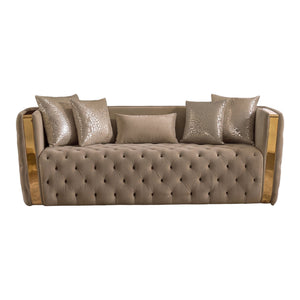Naomi - Button Tufted Sofa - Taupe
