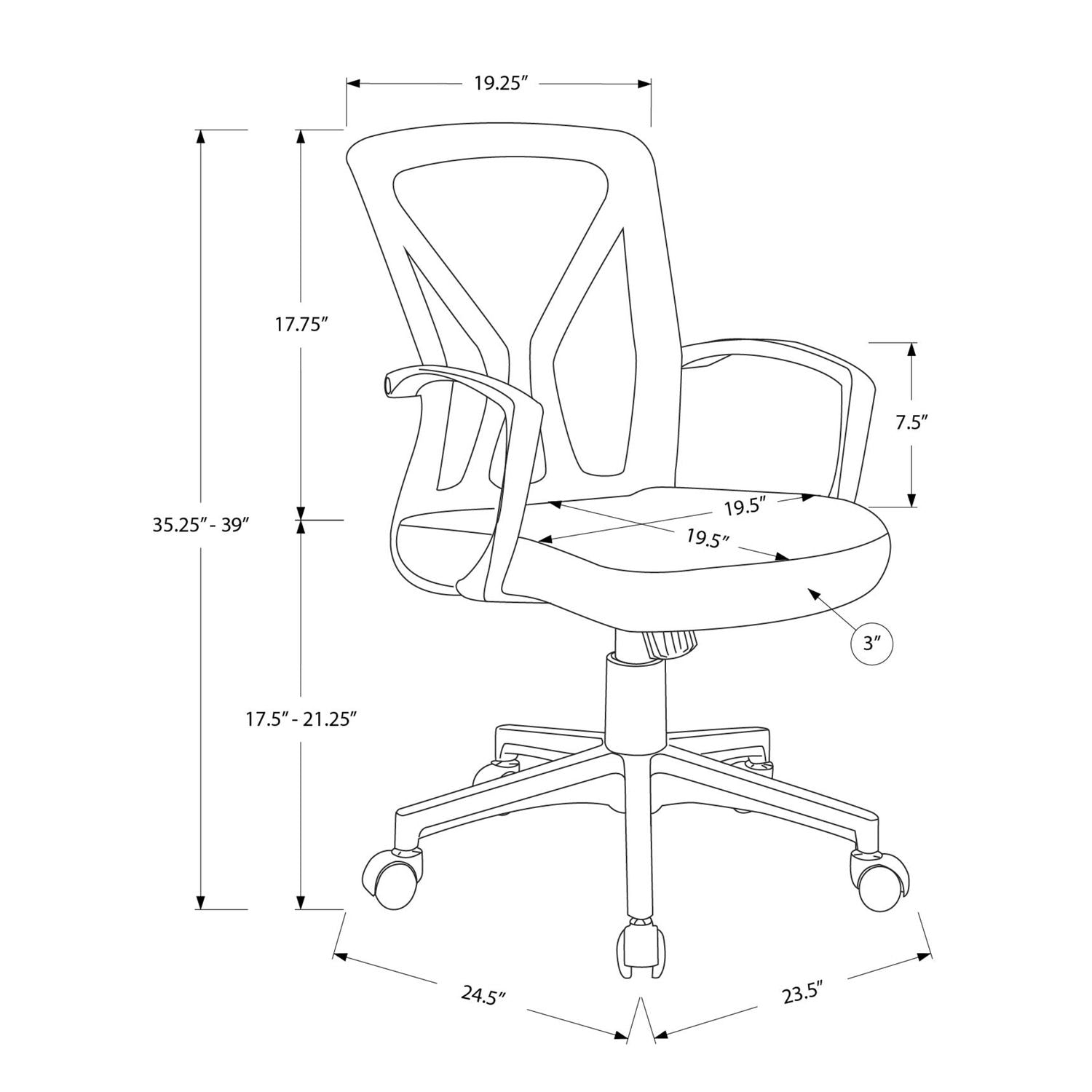 Office Chair With Adjustable Height, Swivel - Black
