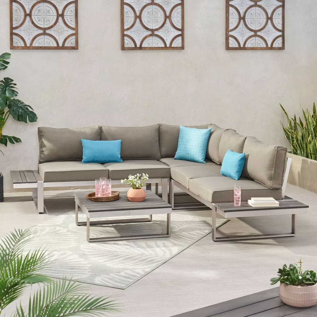 Sterling - Outdoor V Shaped 5 Seater Sofa Set With Cushions