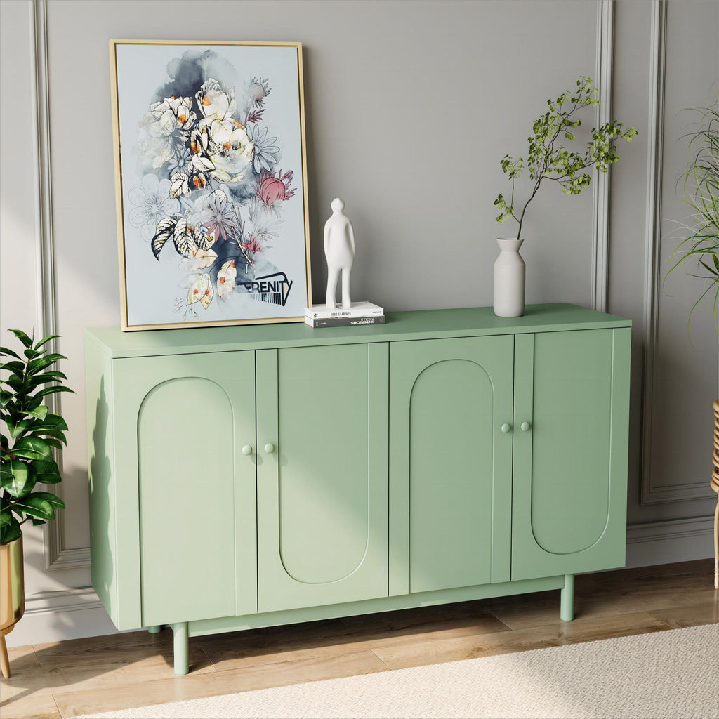 4 Door Intaglio Storage Cabinet - Mint Green