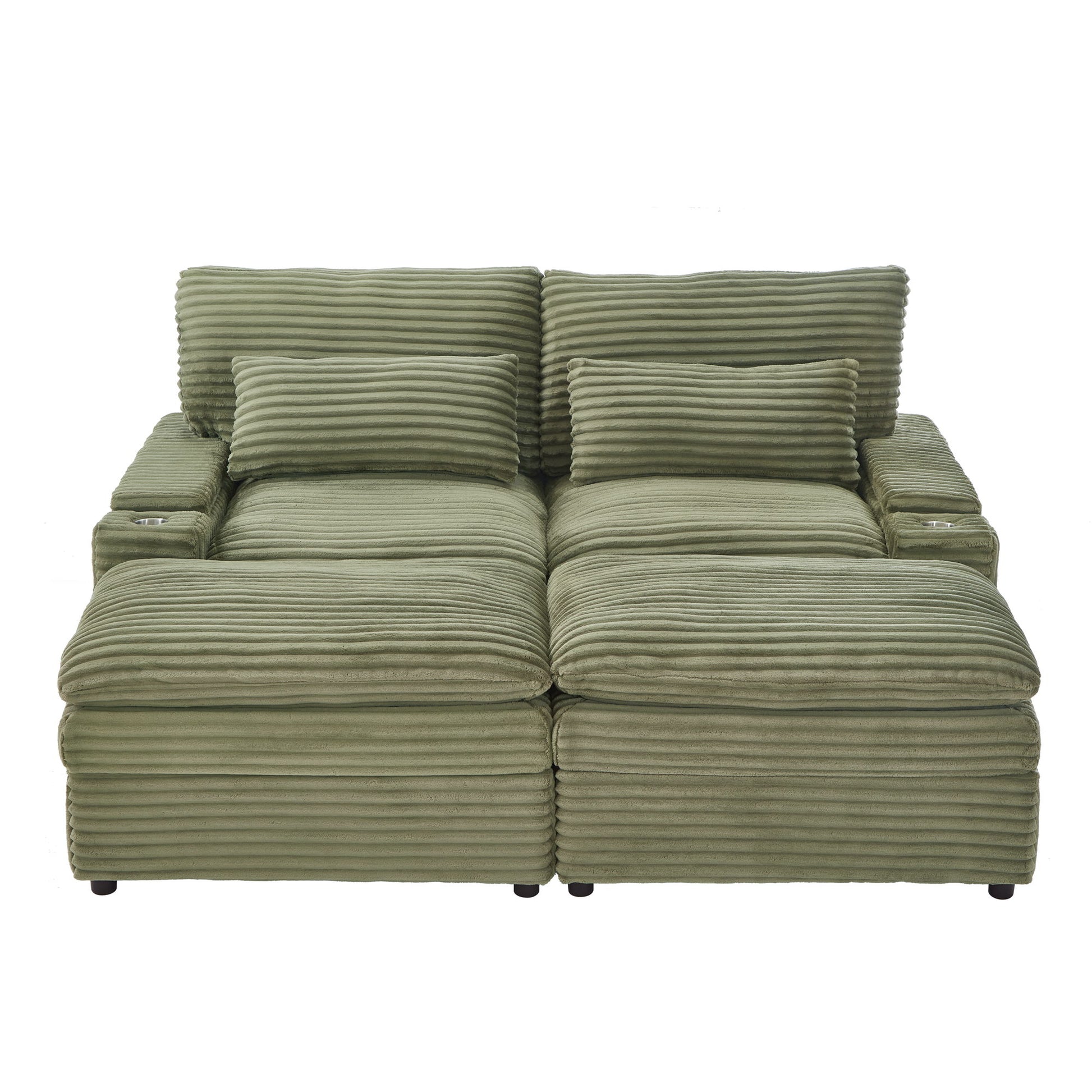Convertible Loveseat Sofa With Storage And USB Ports - Green