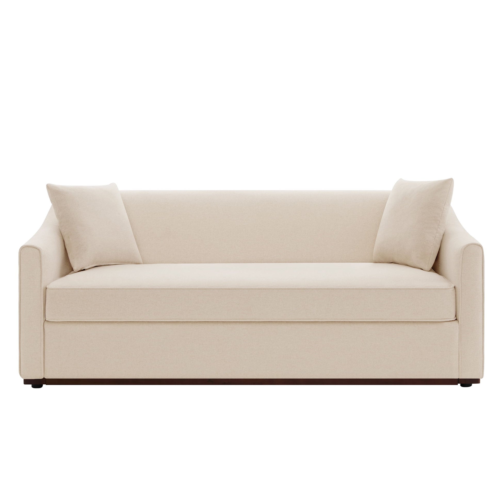 3 Seater Sofa With Wrap Around Armrests And Throw Pillows, For Living Room - Oatmeal