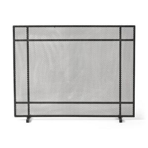 Markus - Modern Single Panel Iron Firescreen Black Brushed Silver