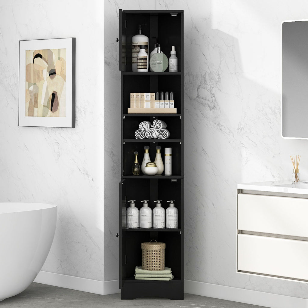 Multi Functional Corner Cabinet With Adjustable Shelves And 2 Doors