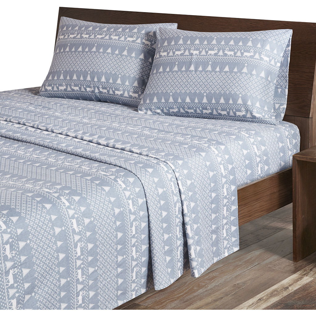 Flannel - California King Sheet Set - Blue Winter Frost