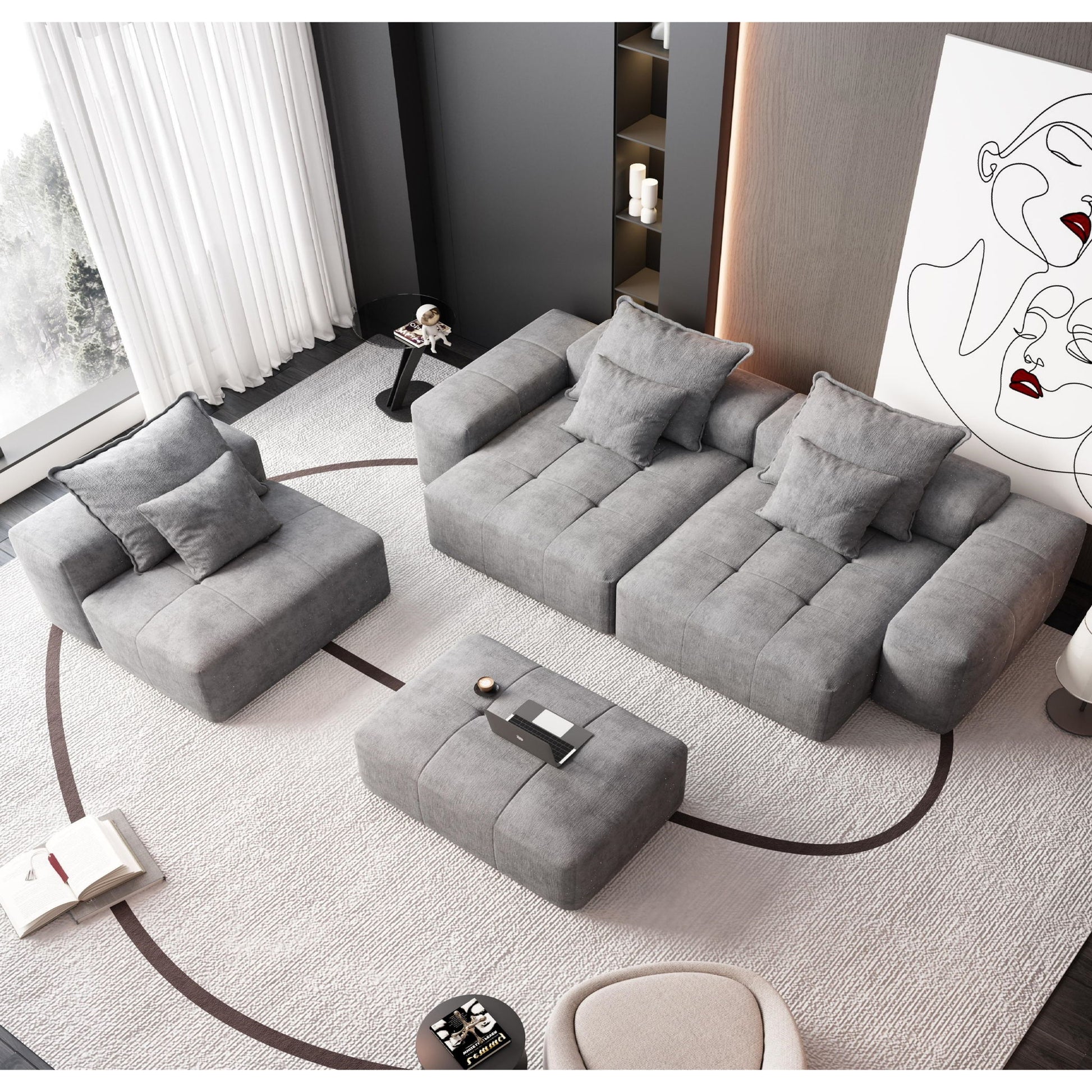 Modern Oversized Diy Combination Modular Sectional Sofa With Pillows