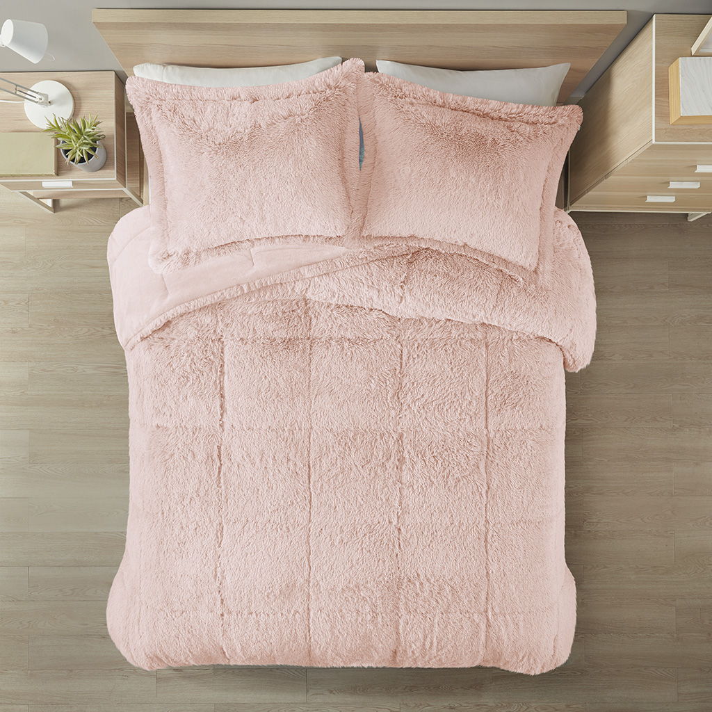 Malea - Shaggy Comforter Mini Set - Blush
