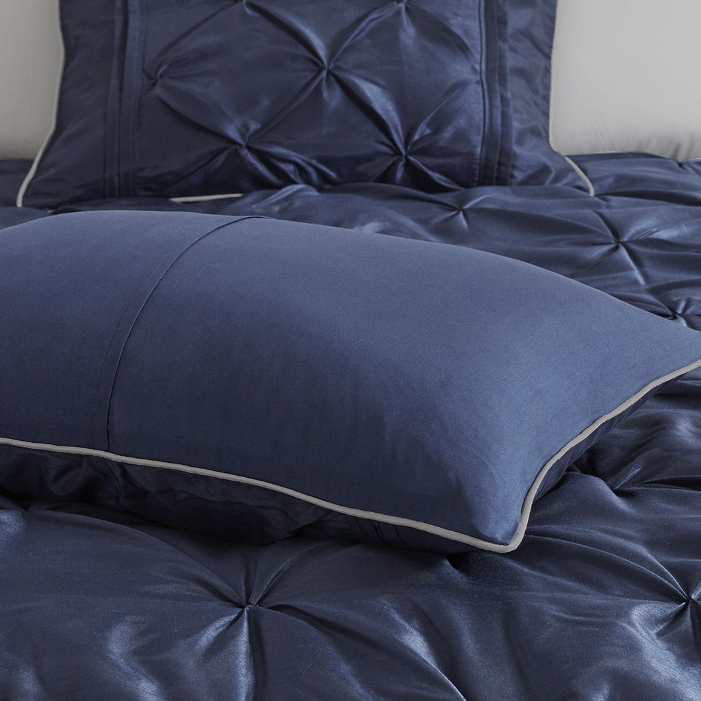 Laurel - California King 7 Piece Tufted Comforter Set - Navy