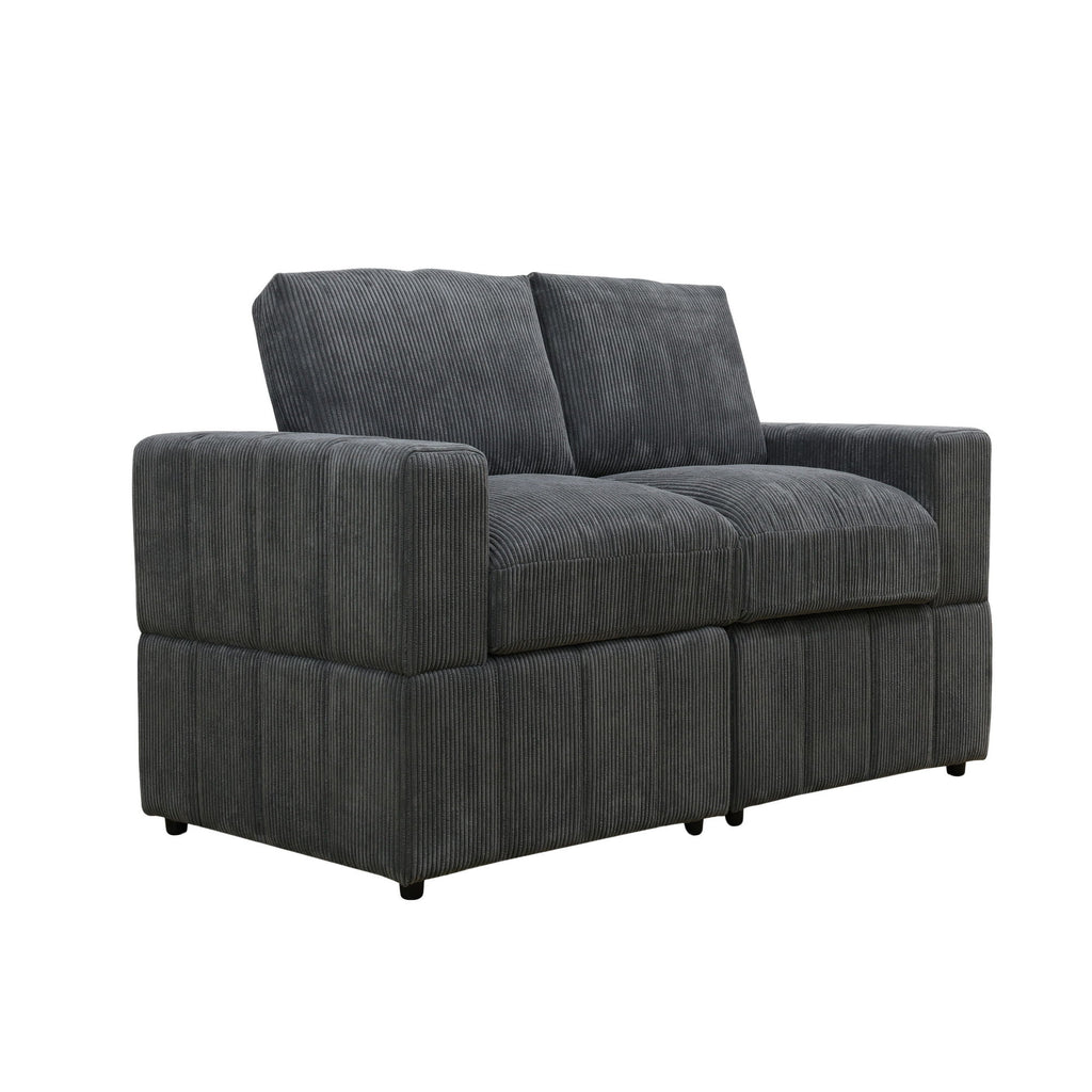 Oversized Modular Loveseat, 2 Piece Living Room Sofa Set - Dark Gray