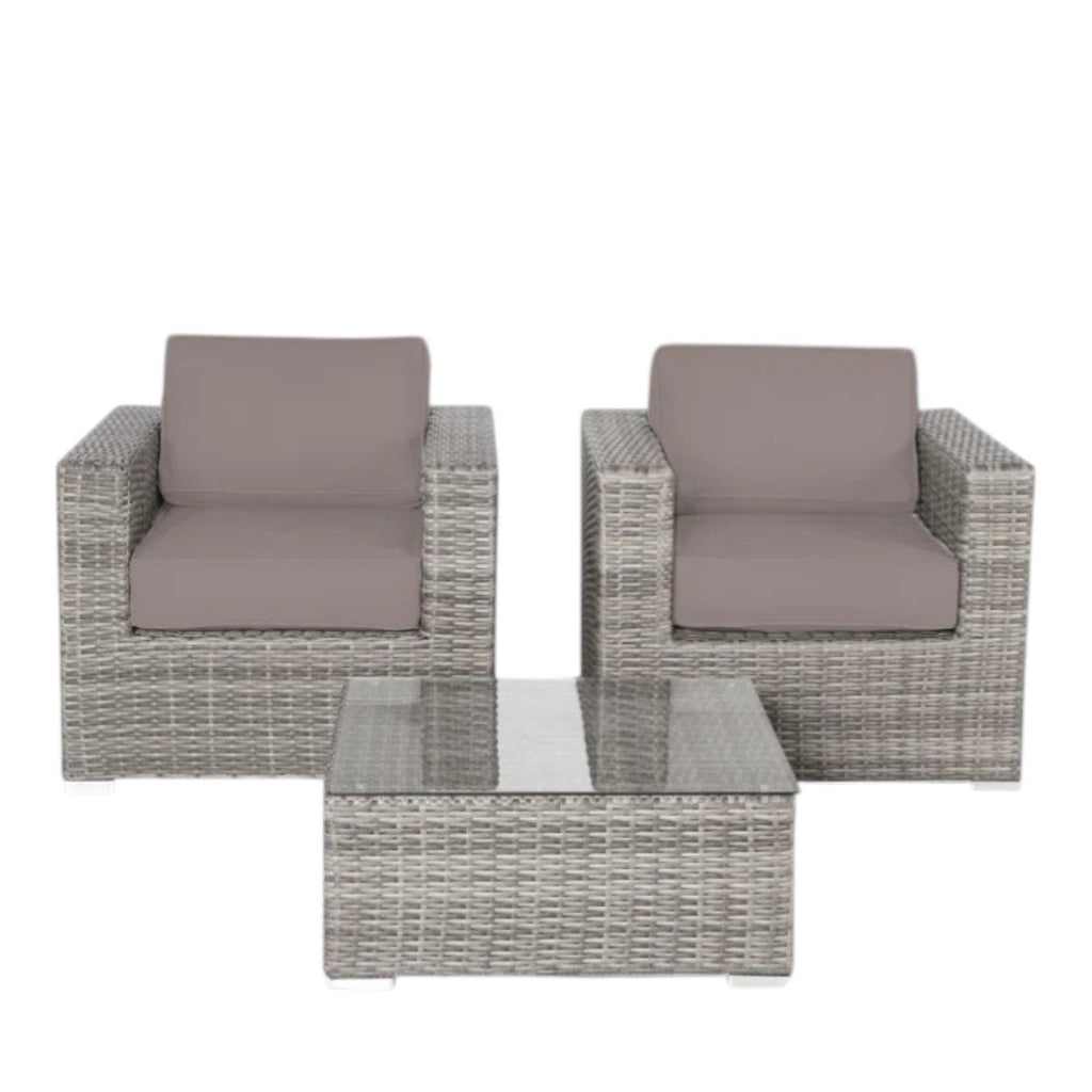 Wicker Seating Group Set With Table And Cushions