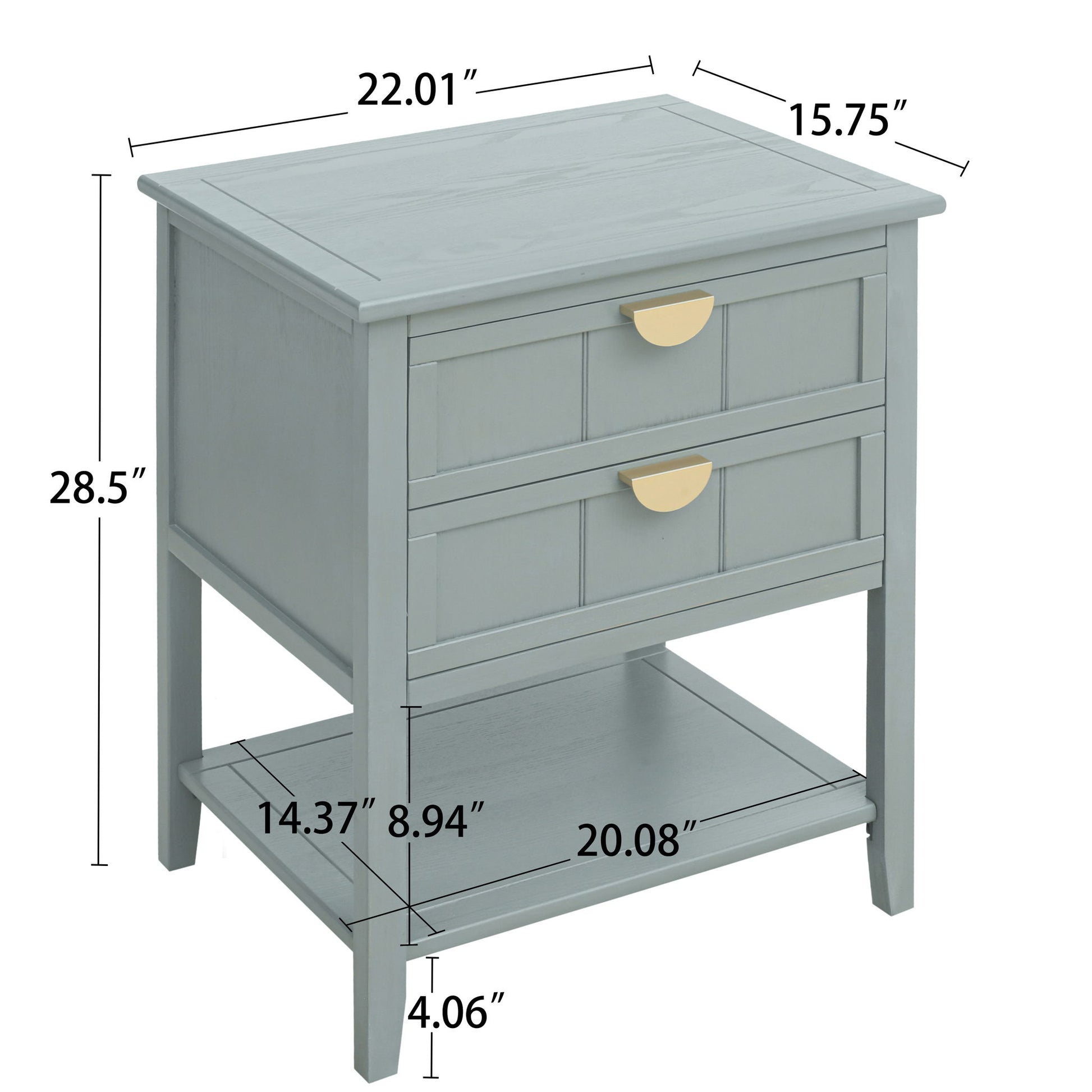 2 Drawer Side Table, American Style, End Table, Suitable For Bedroom, Living Room, Study