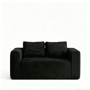 Cloud Loveseat Sofa, 2 Seater Boneless Couch - Black