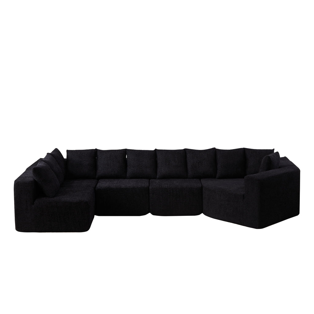 L - Shaped Modular Sofa With Deep Seat And 11 Pillows