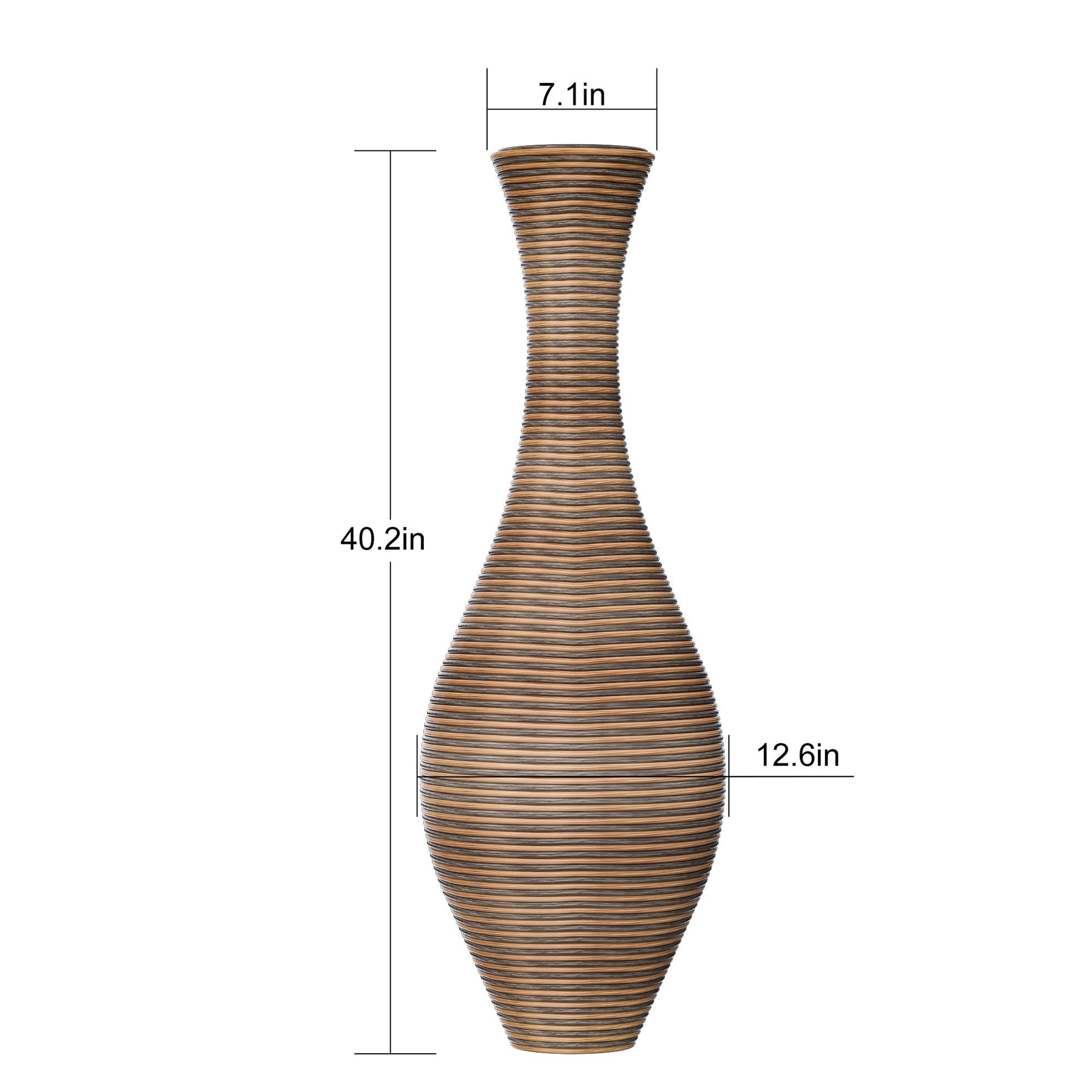 Tall Artificial Rattan Floor Vase In Elegant Statement Piece For Living Room Decor, Entryway, Or Hallway Versatile Home Accent For Dried Or Silk Floral Arrangements - Beige / Gray