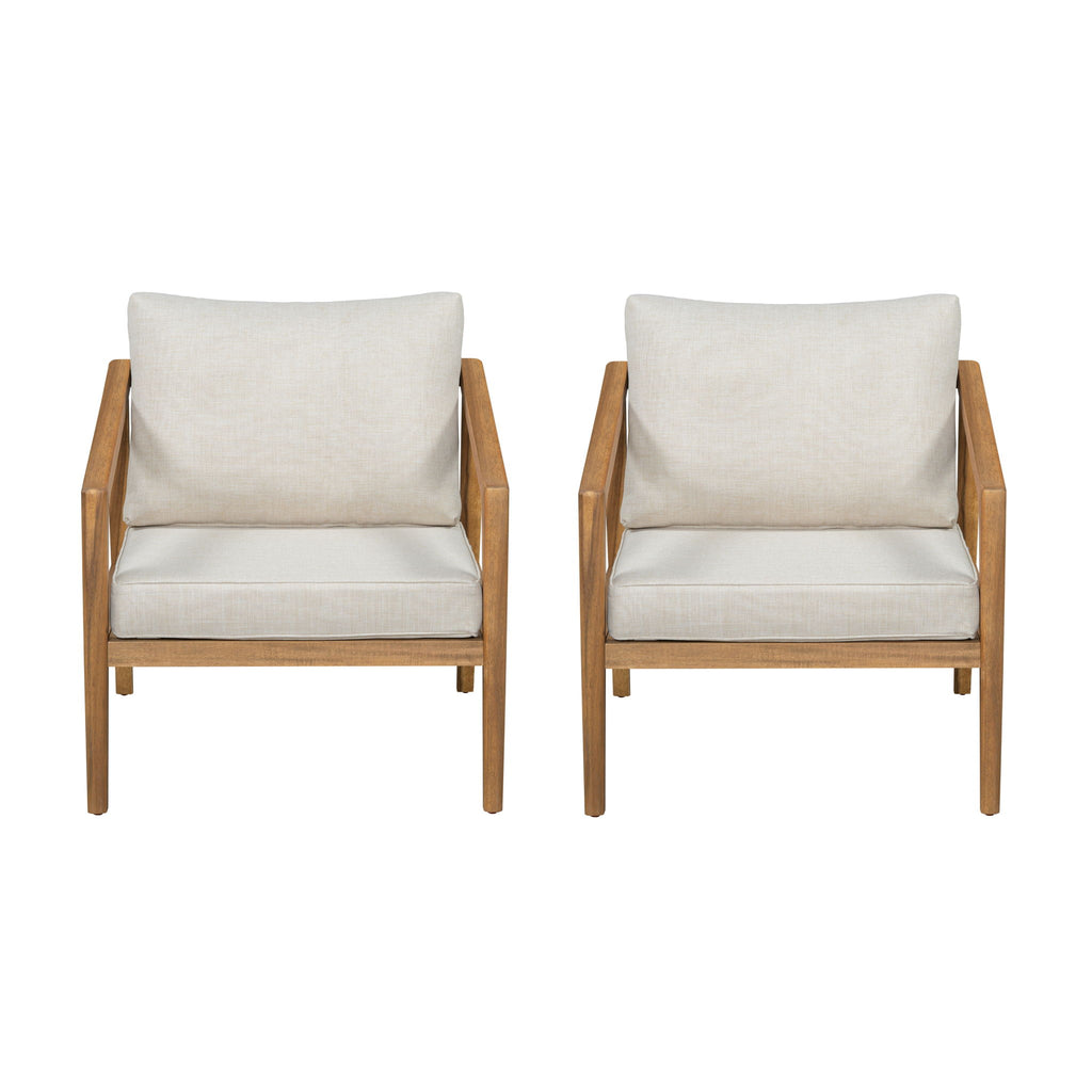 Westin - Outdoor Acacia Wood Club Chair (Set of 2) - Teak / Beige