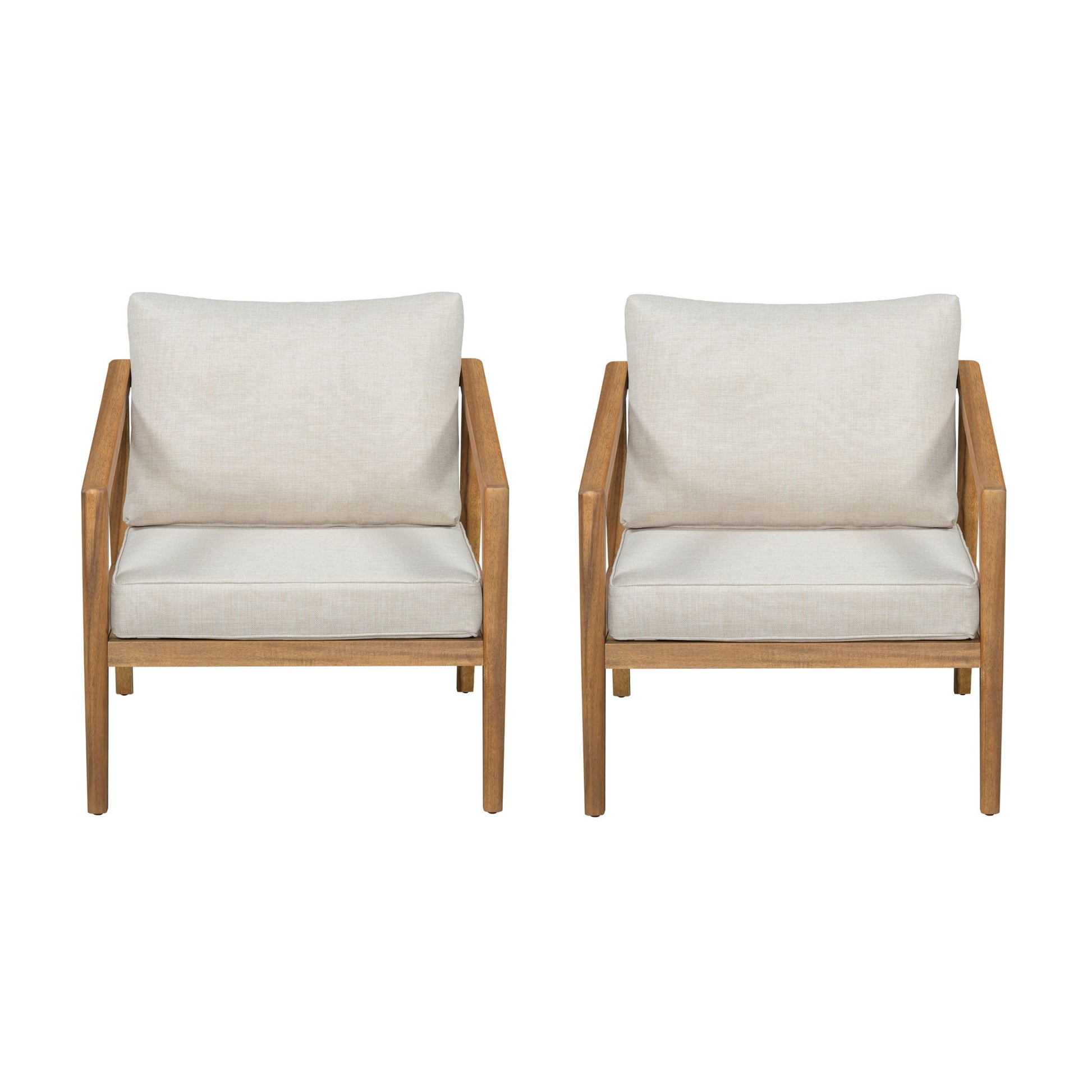 Westin - Outdoor Acacia Wood Club Chair (Set of 2) - Teak / Beige