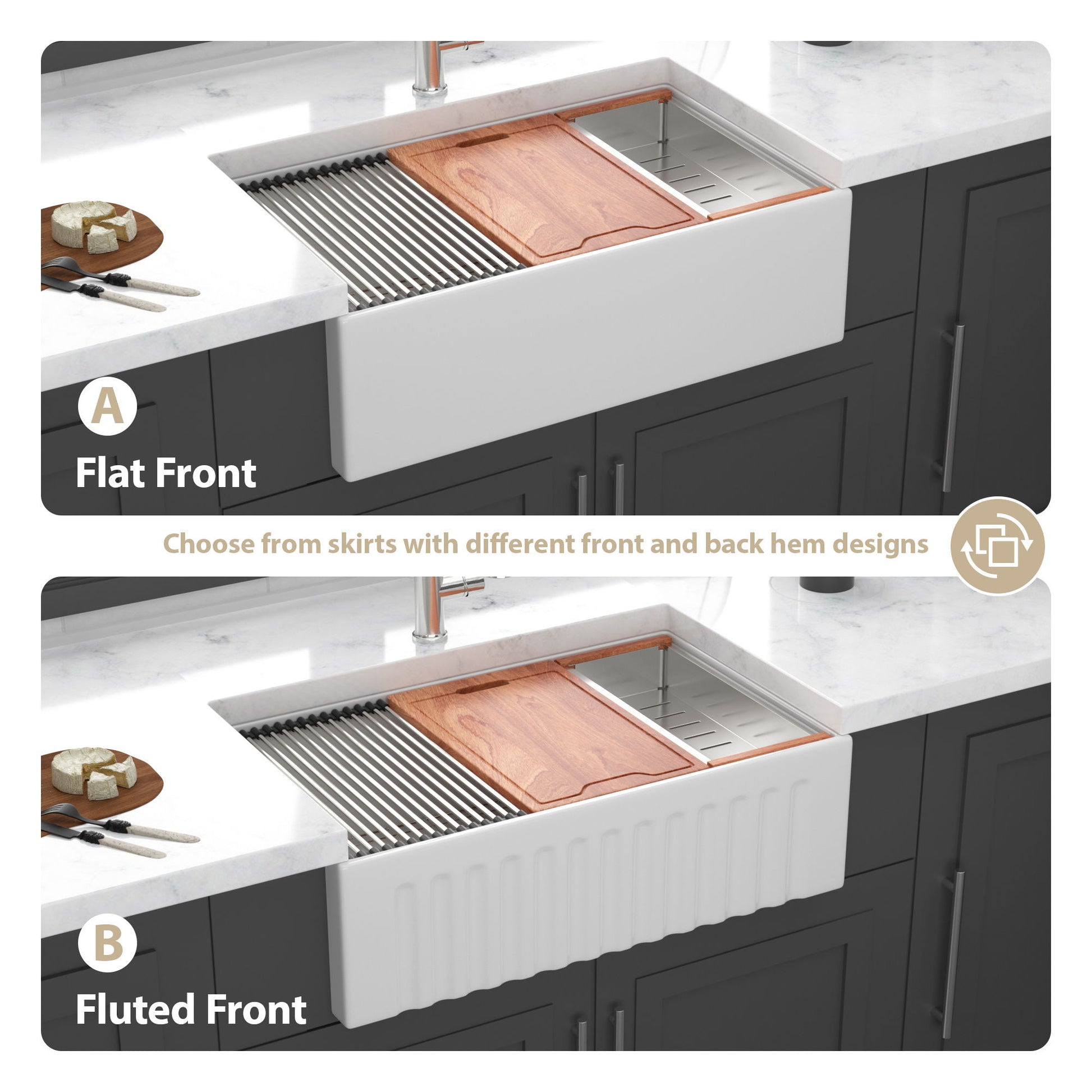 Farmhouse Sink Workstation, Ceramic Single Bowl With Accessories