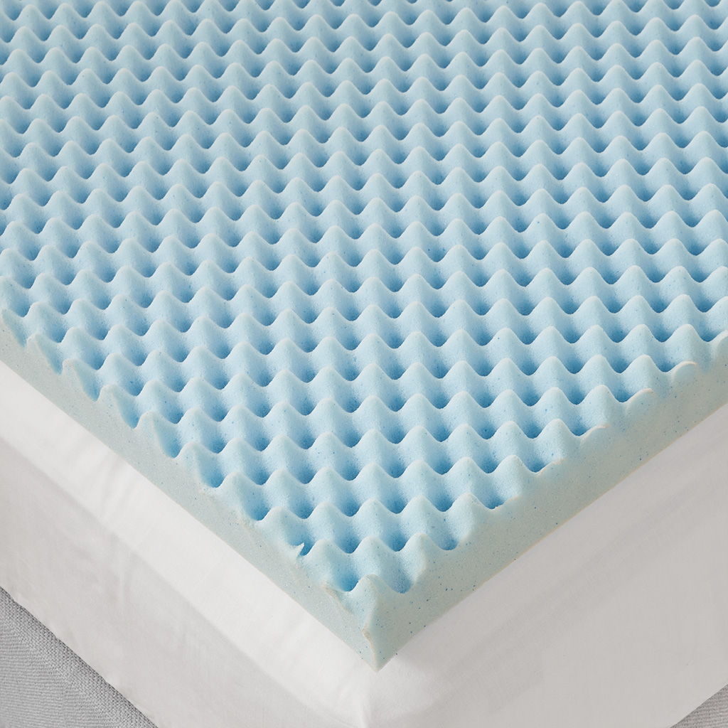 Gel Memory Foam Hypoallergenic Cooling Mattress Topper - Blue