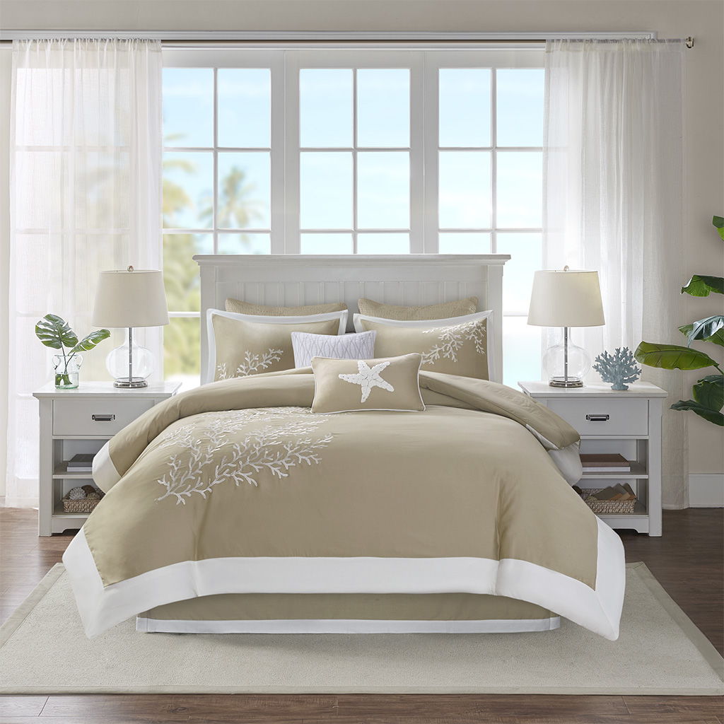 Coastline - California King 6 Piece Comforter Set - Khaki