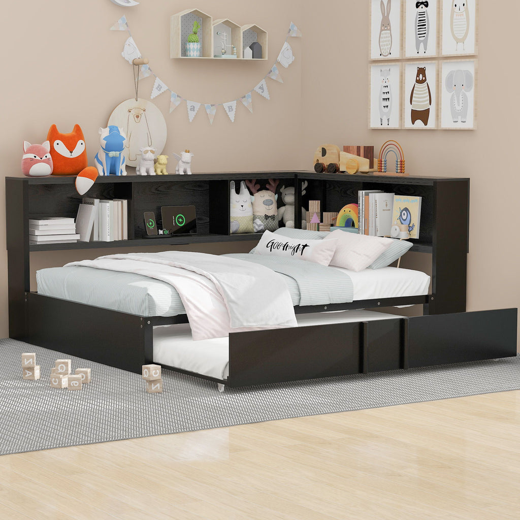 Daybed With Trundle, Storage Cabinets And USB Ports