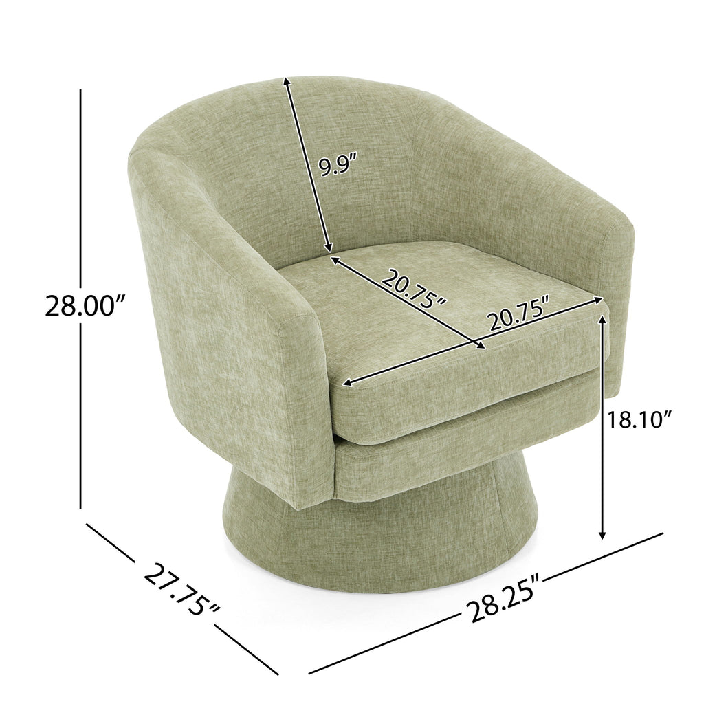 Swivel Barrel Chair With Cushioning For Living Room & Office, 360° Rotating - Green