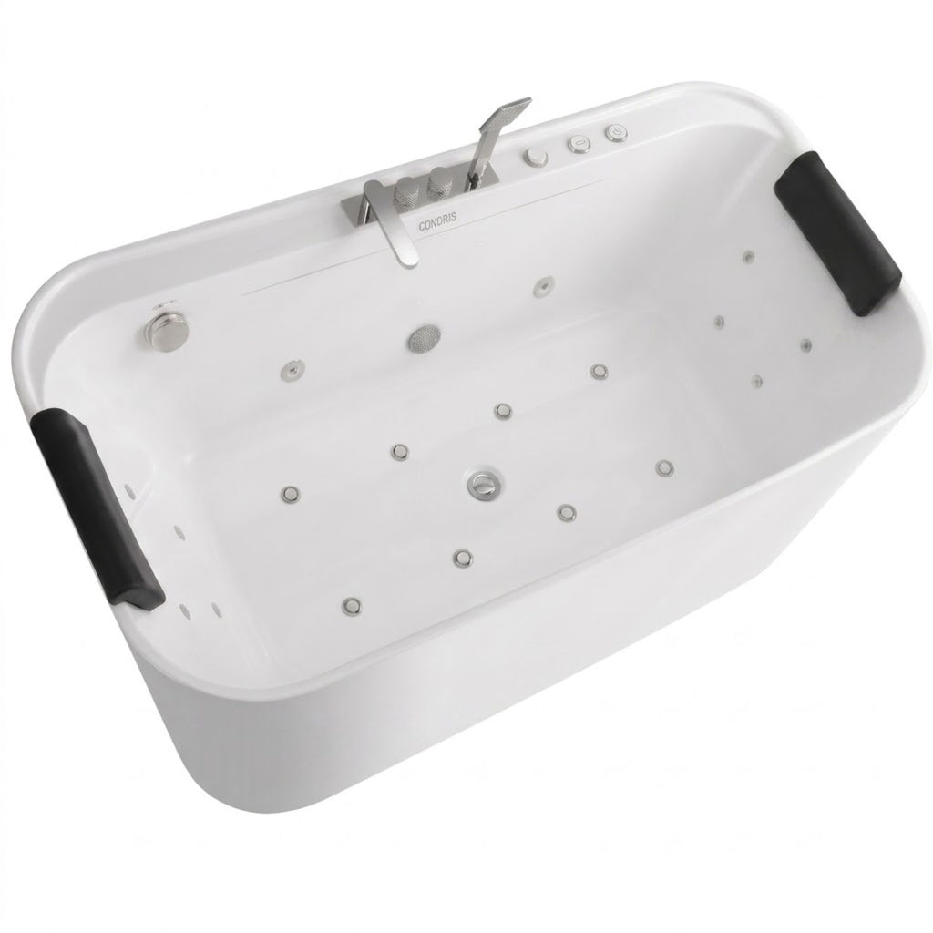 Serenity - Massage Bathtub With Whirlpool Massage, Bubble Bath, LED Air Jets And Hidden Waterfall - White