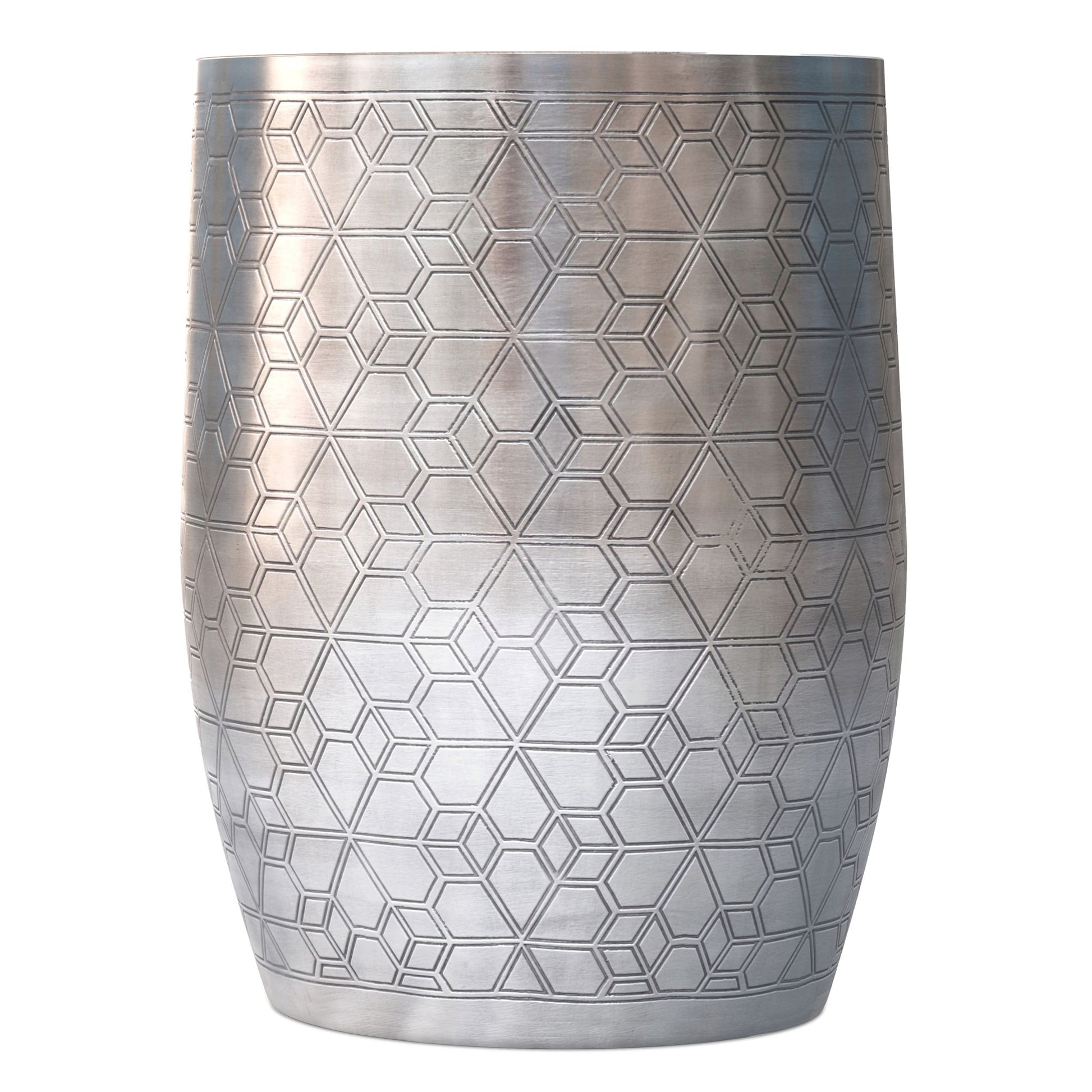 Johnsen - Geometric Pattern Accent Table - Antique Silver
