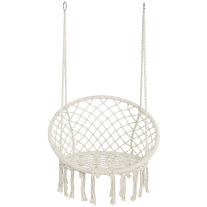 Macrame Hanging Hammock Chair, Rope Swing For Indoor And Outdoor Use