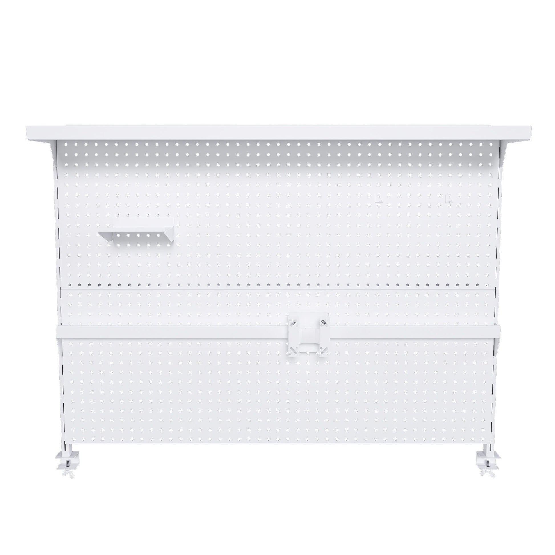 Clamp On Desk Pegboard With Single Monitor Stand