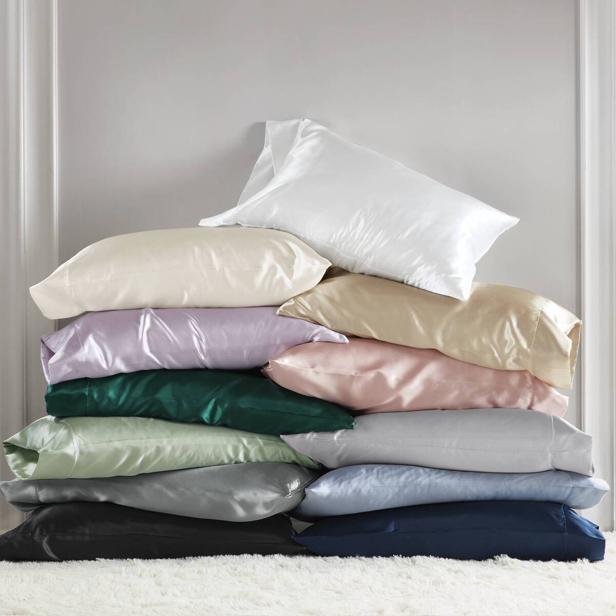Satin - King Pillowcases (Set of 2) - Light Gray