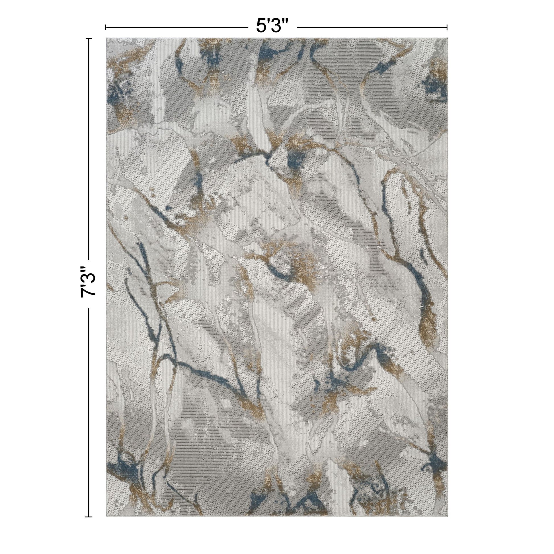Geometrix - 5'3" X 7'3" Area Rug & Geometric 3D Effect - Ivory / Gray