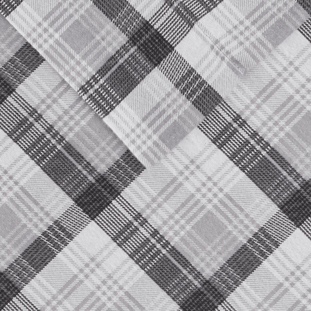 Flannel - King Sheet Set Cotton - Gray Plaid