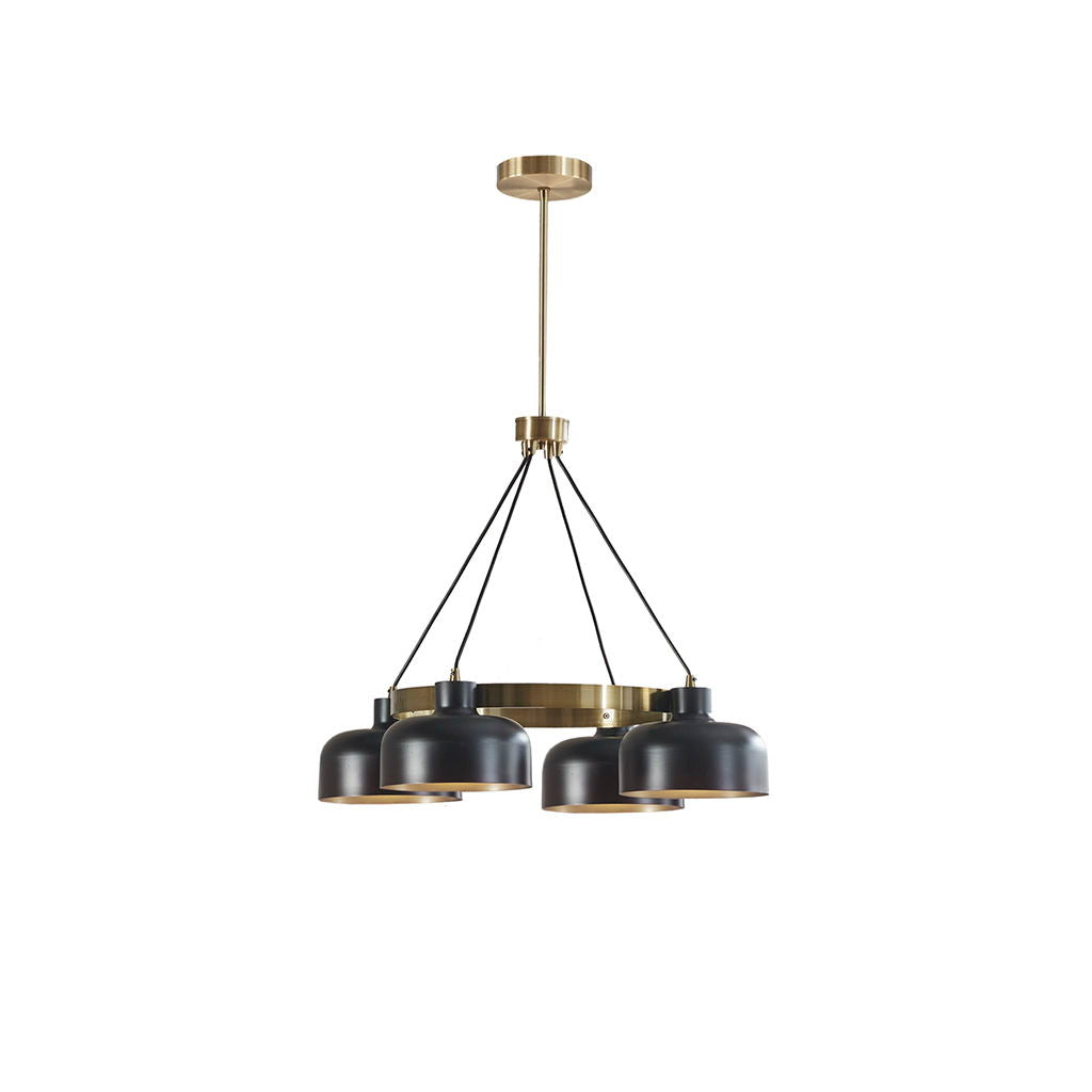 Abbott - 4-Light Metal Shade Chandelier - Black / Gold