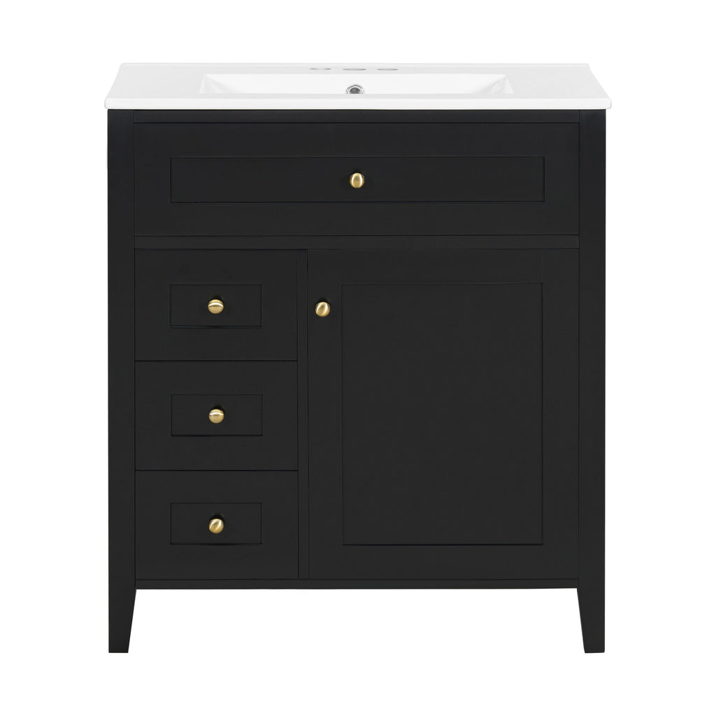 Bathroom Vanity With Sink, 3 Drawers And Adjustable Shelf, Freestanding Storage Unit