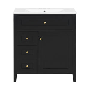 Bathroom Vanity With Sink, 3 Drawers And Adjustable Shelf, Freestanding Storage Unit
