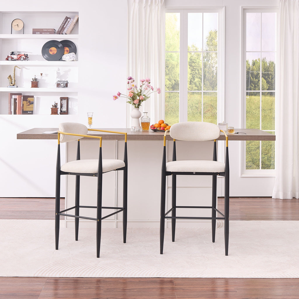 Upholstered Bar Stool With Ergonomic Design (Set of 2)