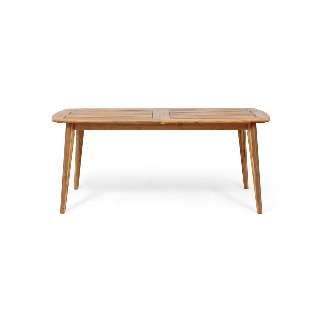 Placidity - Outdoor Expandable Dining Table With Slatted Tabletop And Tapered Legs