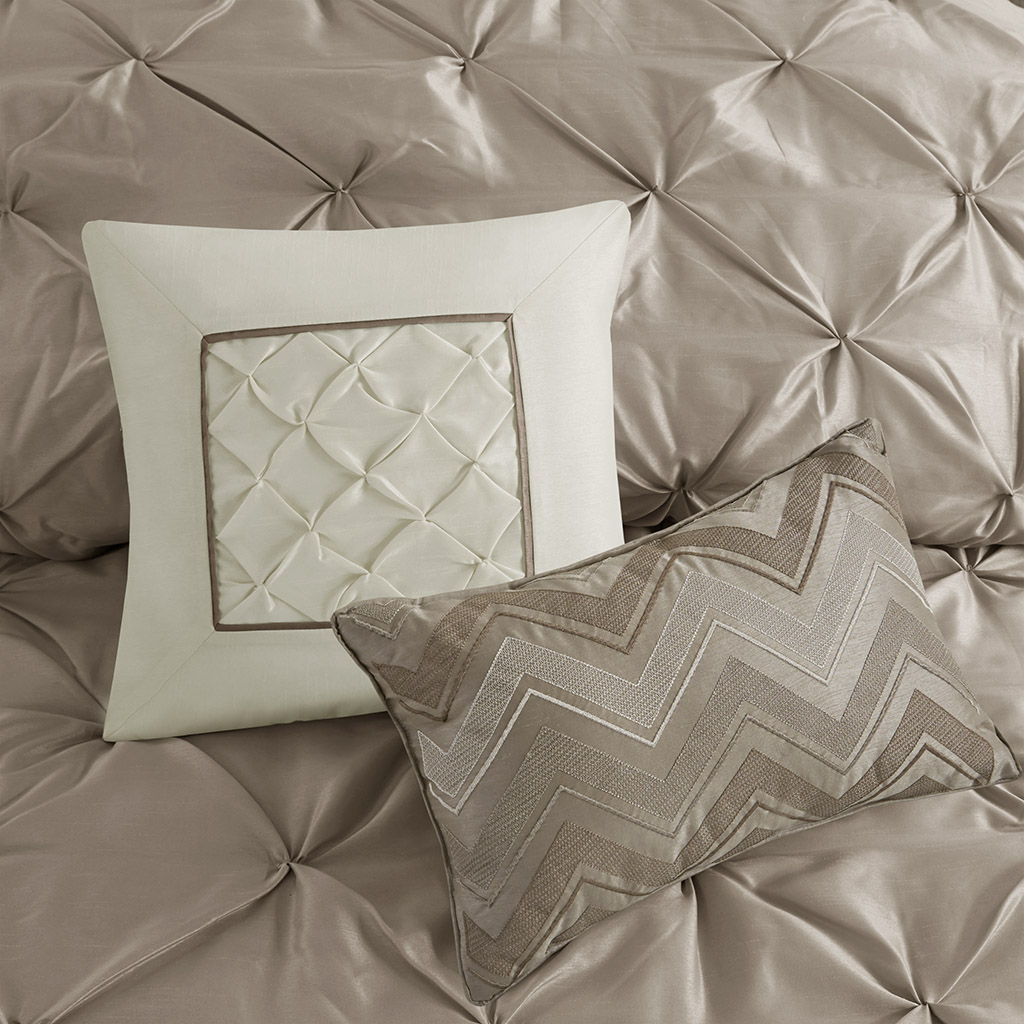 Laurel - California King 7 Piece Tufted Comforter Set - Taupe
