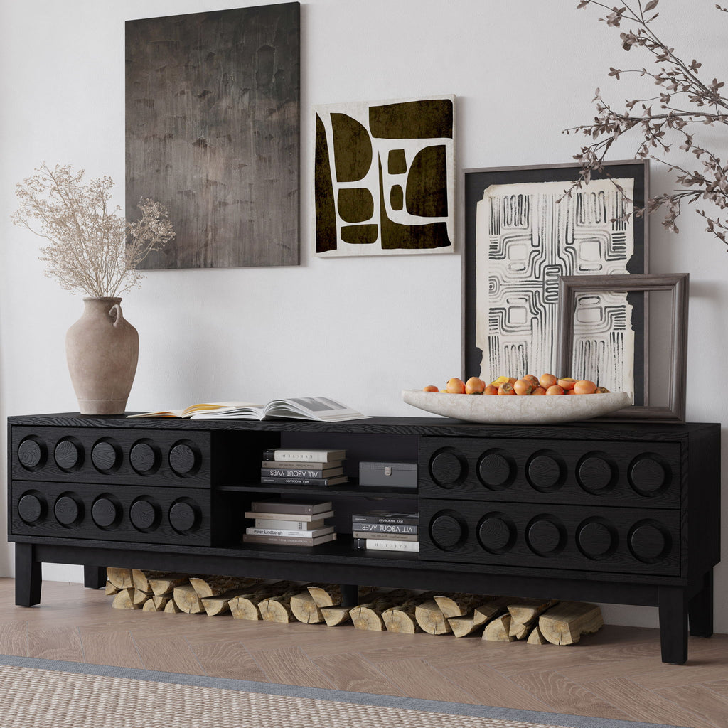 Media Console With 4 Drawers And Cable Management