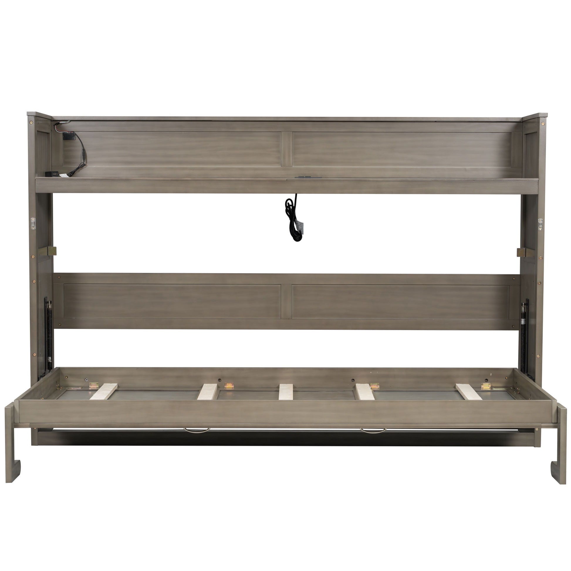 Murphy Bed With Desk, LED Light And USB Charging Station