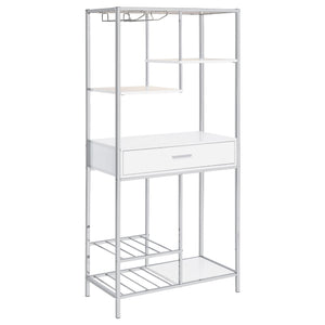 Draper - 5 Shelf LED Wine Cabinet With Pull Out Drawer - Gloss White