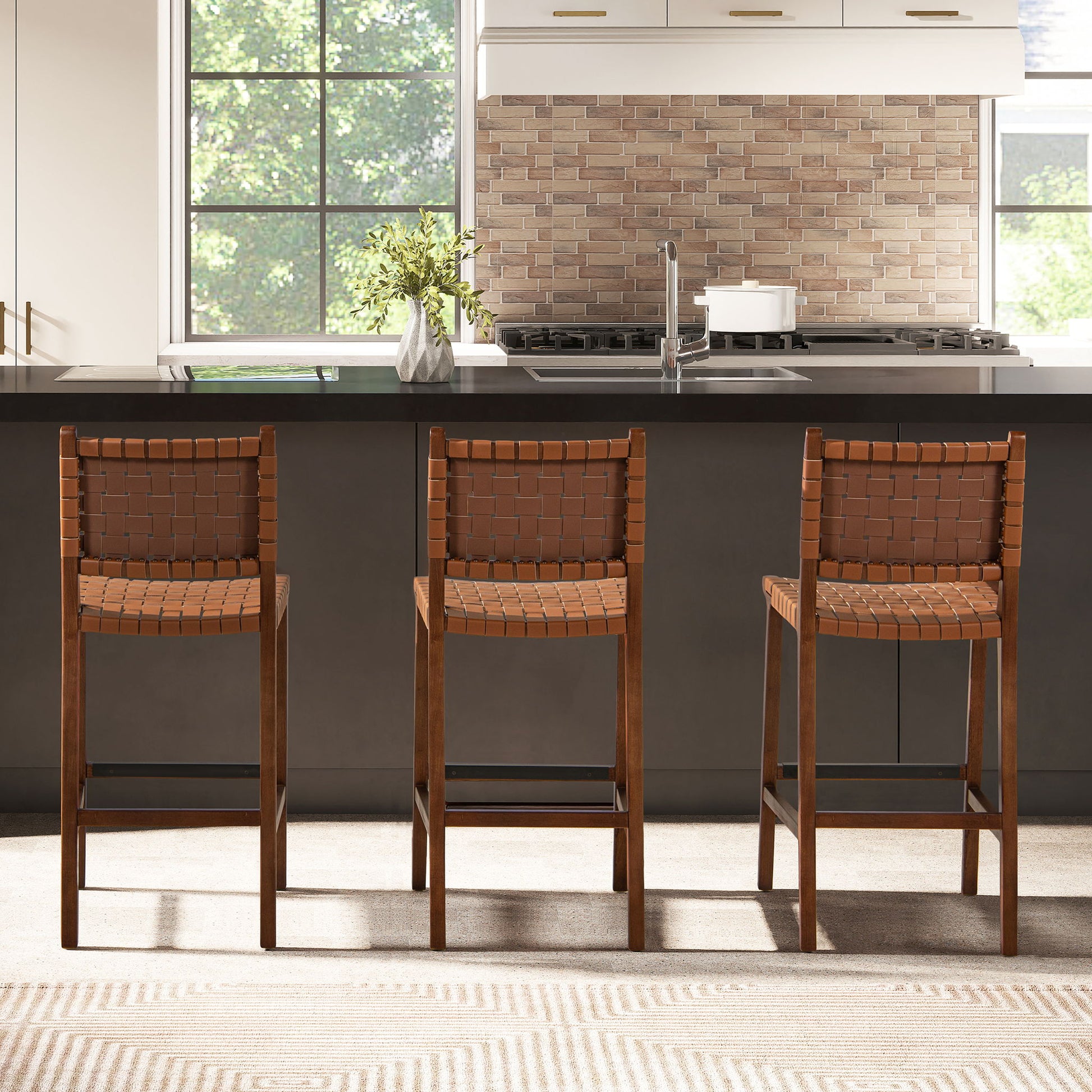Andre - Counter Stool With Back - Pecan Brown