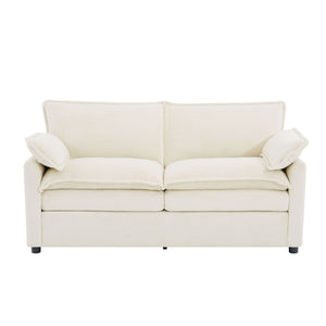 Modern Loveseat Sofa, Upholstered Couch With Side Storage Pockets